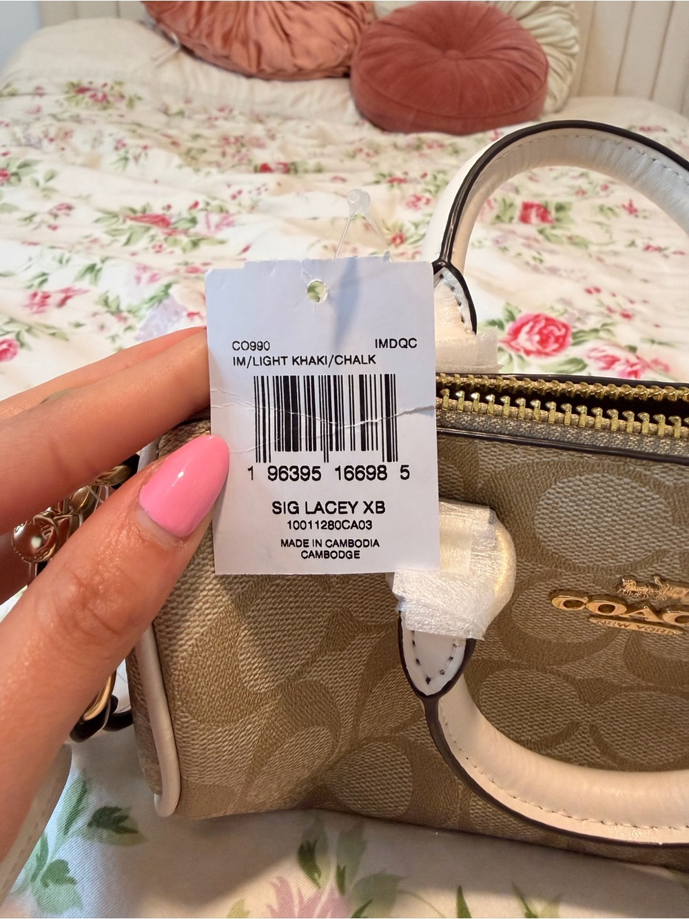 Coach Beige Signature Canvas Mini Satchel Crossbody Bag - Picture 2 of 4
